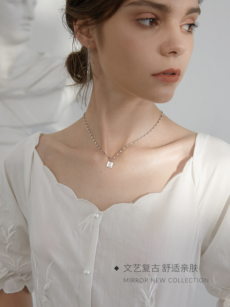 Moose man Sterling Silver Necklace, female clavicle chain, rose retro pendant, INS jewelry, high-level sense net, red tide gift