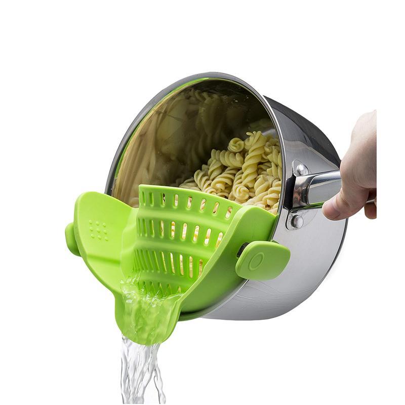 Hands-free Clip On Kitchen Food Strainer for Pot Bowl Pan