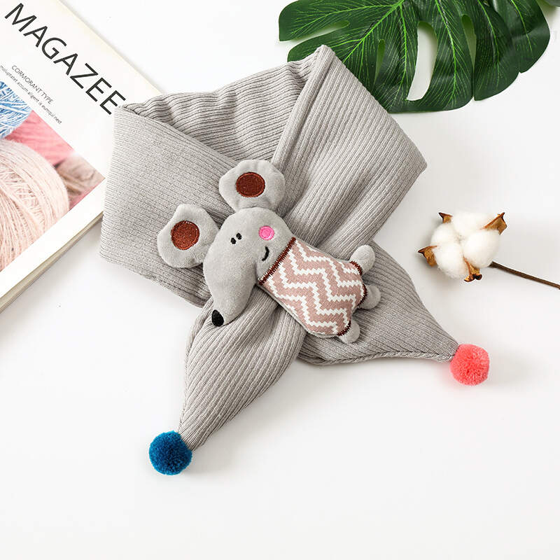 Winter cute Children Scarf Boy Girls Scarves Baby cotton Fur Collar Scarf cartoon Neck Warmers neckerchief