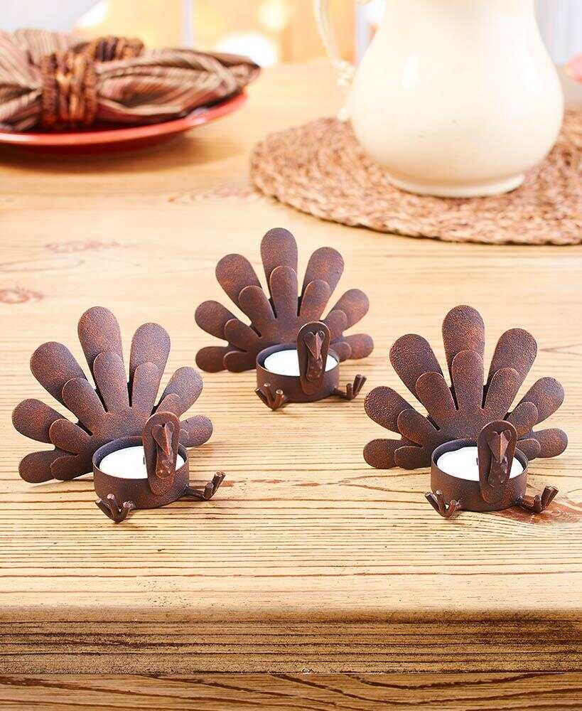 Sets of 3 Turkey Candleholders