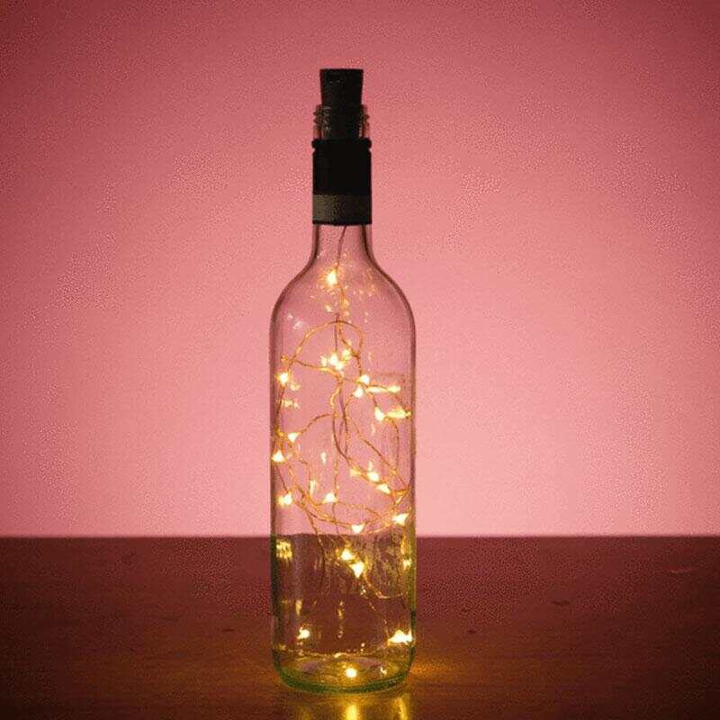 100cm 20 LED Battery Operated Cork Shape Wine Bottle String Light for Decor