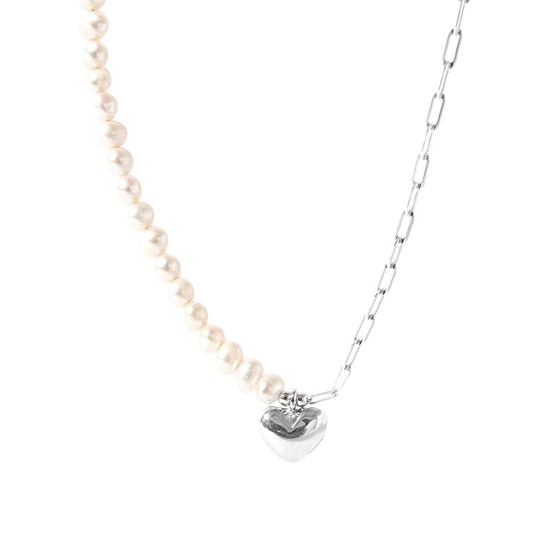 Little elk man Baroque shaped Pearl Sterling Silver Necklace female clavicle chain Love Pendant neck Chain Collar Choker