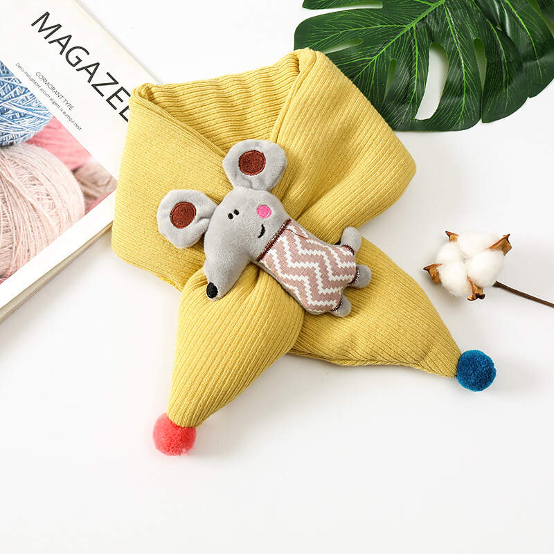 Winter cute Children Scarf Boy Girls Scarves Baby cotton Fur Collar Scarf cartoon Neck Warmers neckerchief
