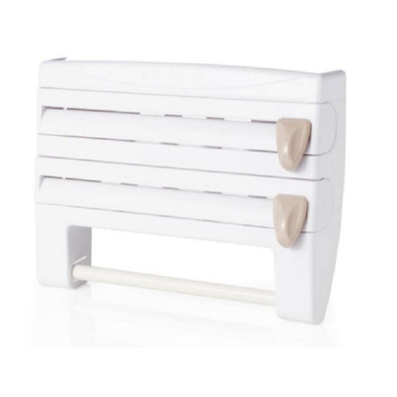 BREEZYLIVE 4 in 1 Kitchen Plastic Wrap and Foil Dispenser with Spice Rack