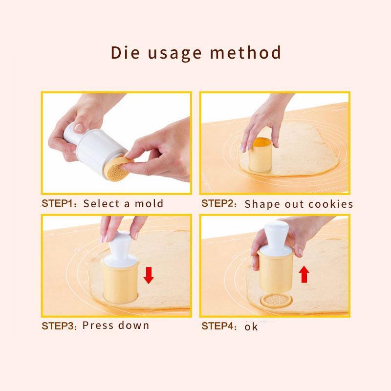 BREEZYLIVE 6 Pcs Cute Cartoon Cookie Stamps Biscuit Baking Mould Set