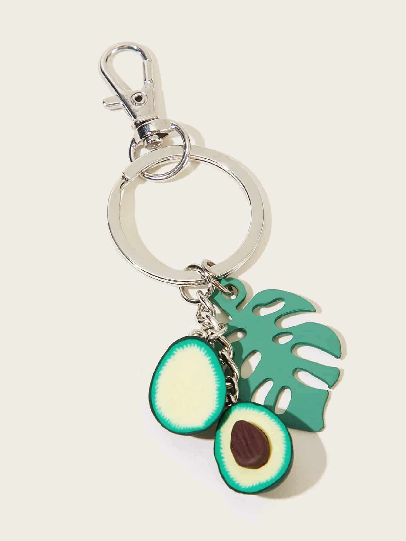 Avocado & Leaf Charm Keychain