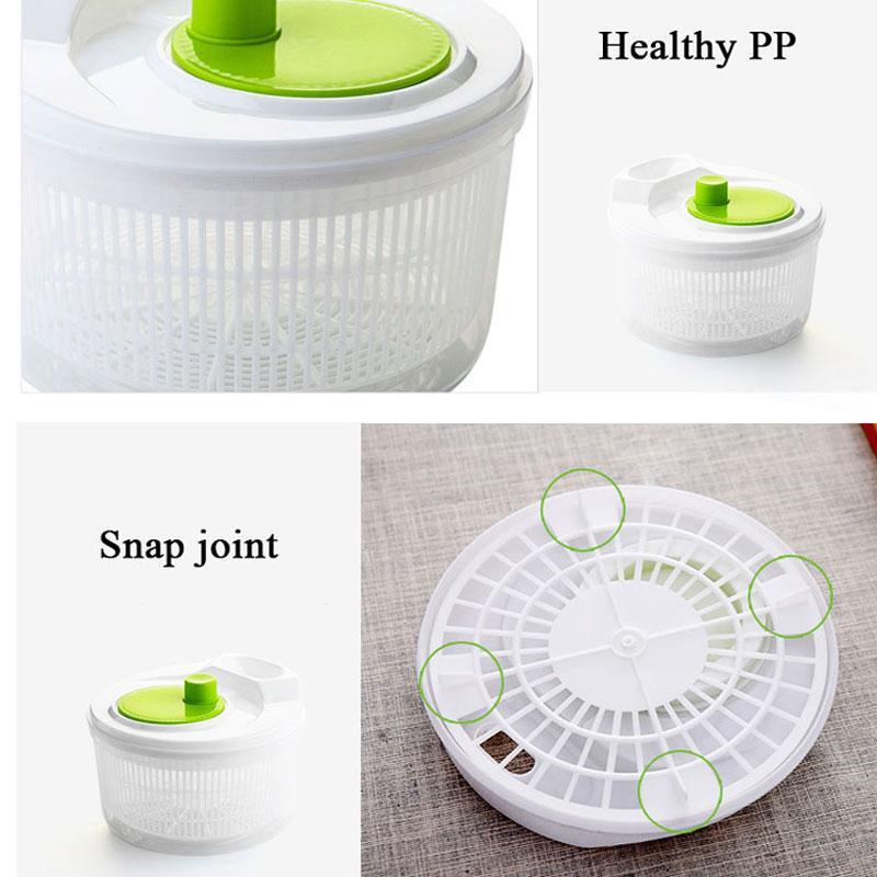 BREEZYLIVE 5 Quarts Manual Salad Spinner Vegetable Fruit Dryer with Quick Dry Design