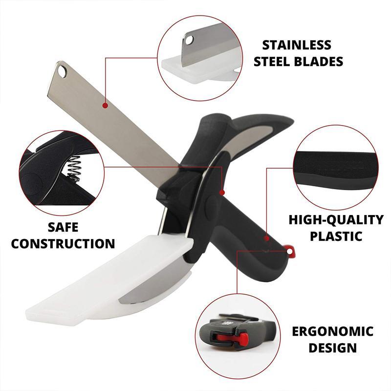 BREEZYLIVE 2-in-1 Stainless Steel Kitchen Chopper with Built-in Cutting Board