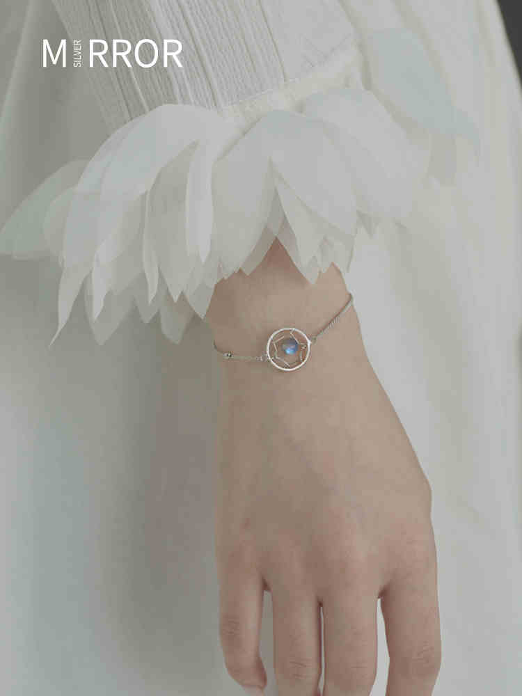 Little elk man Bracelet female Sterling Silver ins wind simple dream catcher Moonlight crystal hand ornament cool breeze minority gift