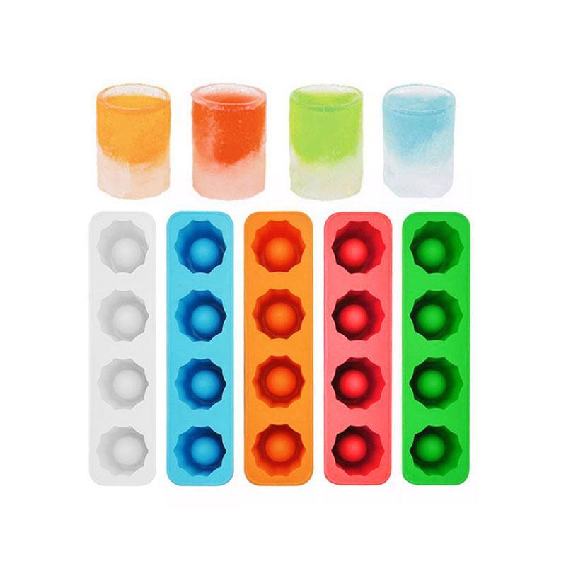BREEZYLIVE 4 Grids Silicone Ice Cube Tray Mold Mini Ice Glasses