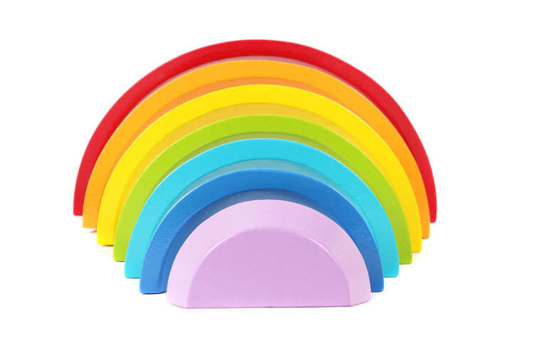 Wooden block rainbow kids children building blocks wooden toys baby early learning montessori educational(BUY 2 FREE SHIPPING)