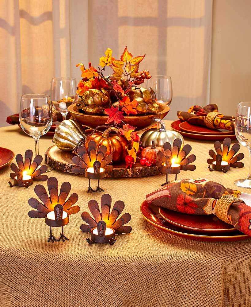 Sets of 3 Turkey Candleholders