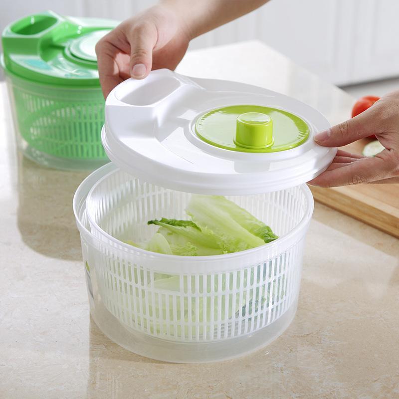BREEZYLIVE 5 Quarts Manual Salad Spinner Vegetable Fruit Dryer with Quick Dry Design