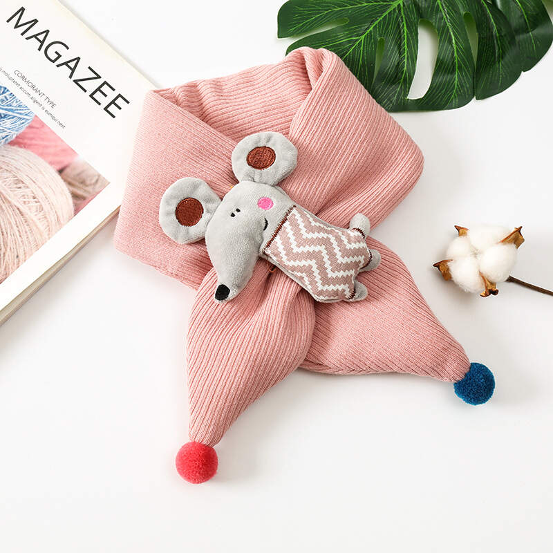 Winter cute Children Scarf Boy Girls Scarves Baby cotton Fur Collar Scarf cartoon Neck Warmers neckerchief