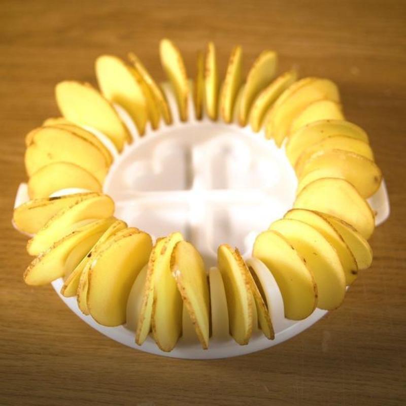 BREEZYLIVE 3-in-1 36 Slots Fat Free Microwave Potato Chips Maker Plate and Slicer
