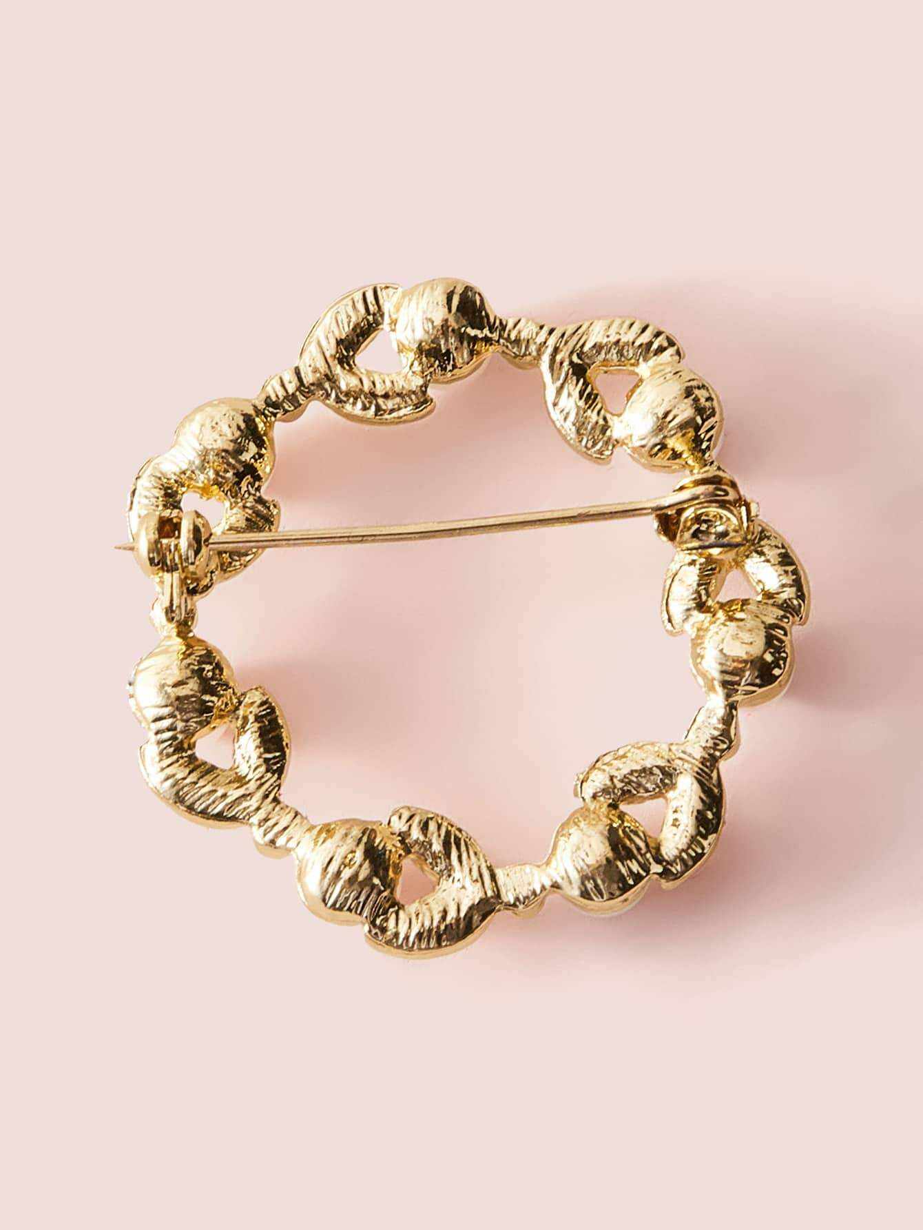 1pc Pearl Decor Leaf Shaped Brooch