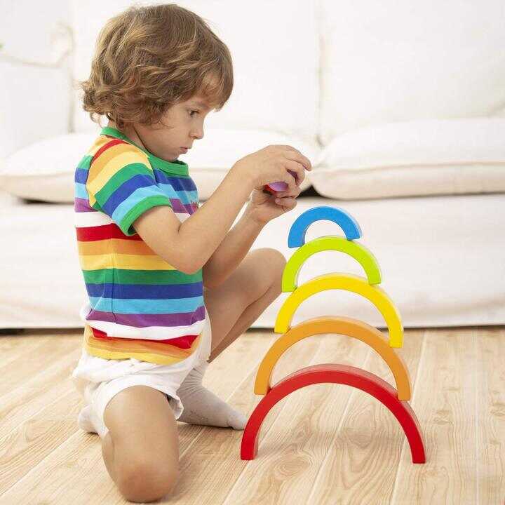 Wooden block rainbow kids children building blocks wooden toys baby early learning montessori educational(BUY 2 FREE SHIPPING)