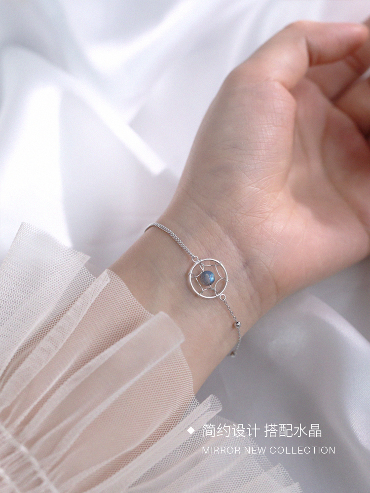 Little elk man Bracelet female Sterling Silver ins wind simple dream catcher Moonlight crystal hand ornament cool breeze minority gift