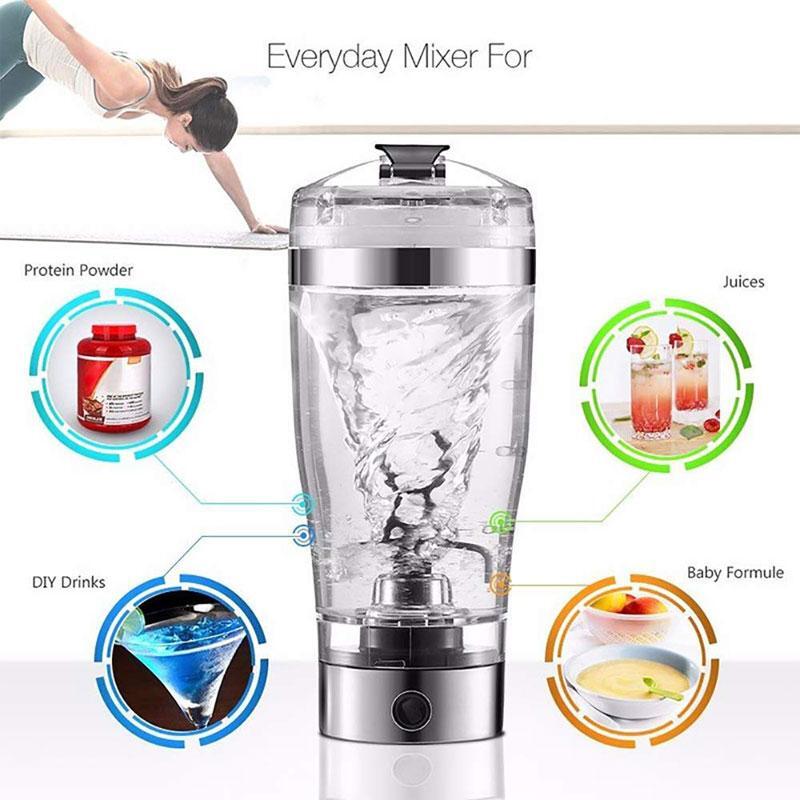 BREEZYLIVE 450ml Electric Detachable Blender Vortex Protein Shaker Bottle