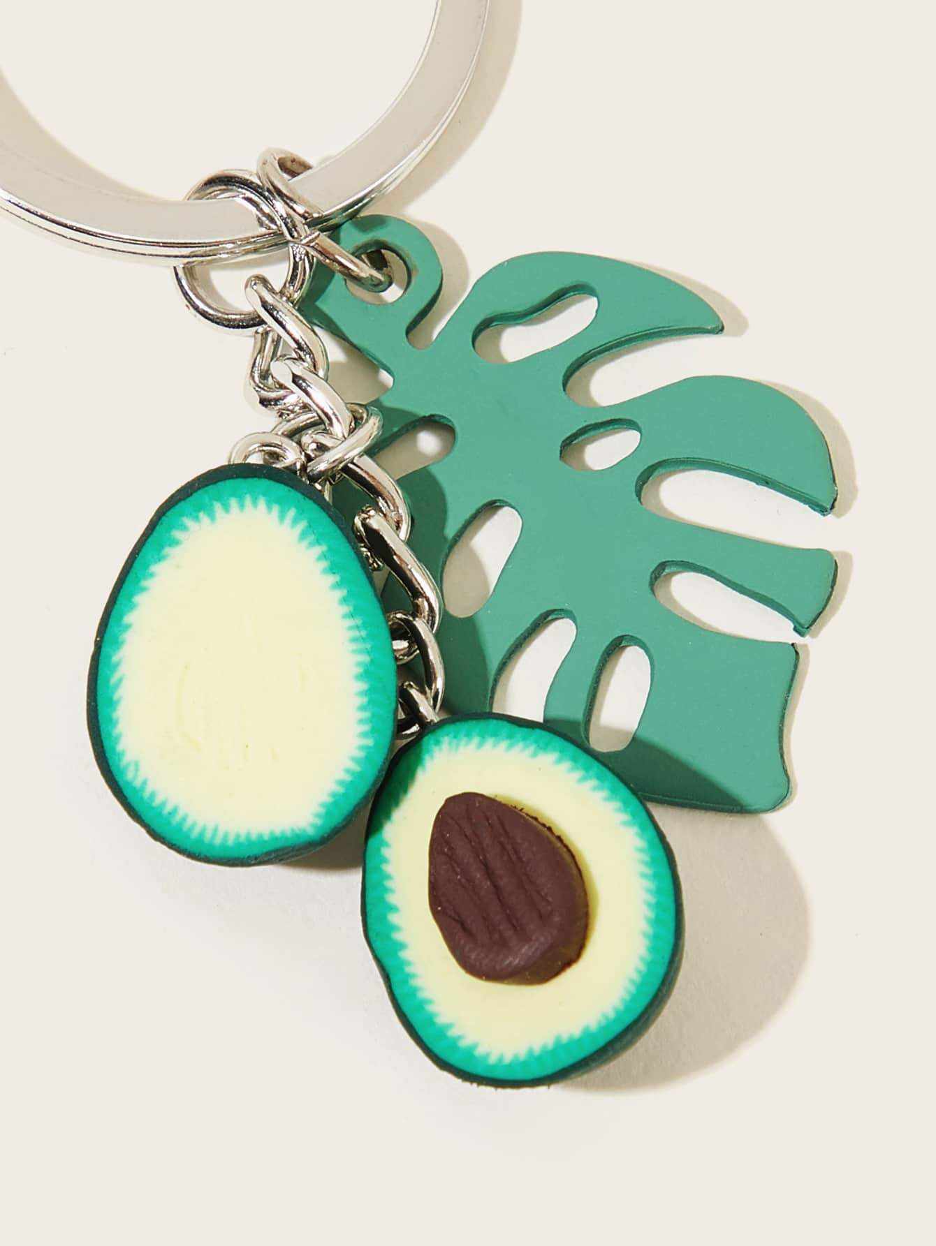 Avocado & Leaf Charm Keychain