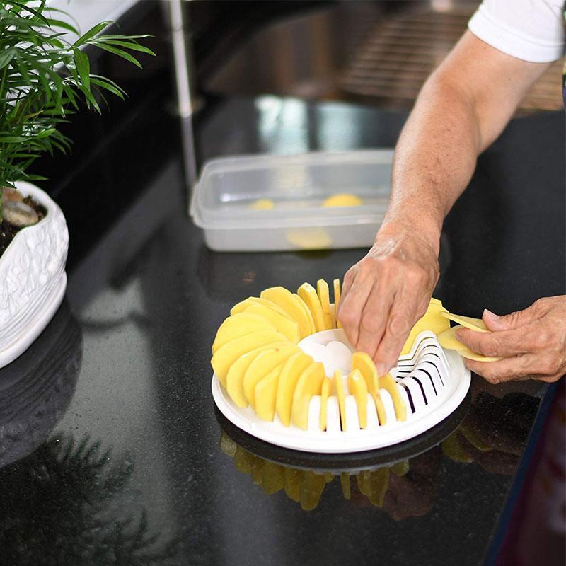 BREEZYLIVE 3-in-1 36 Slots Fat Free Microwave Potato Chips Maker Plate and Slicer