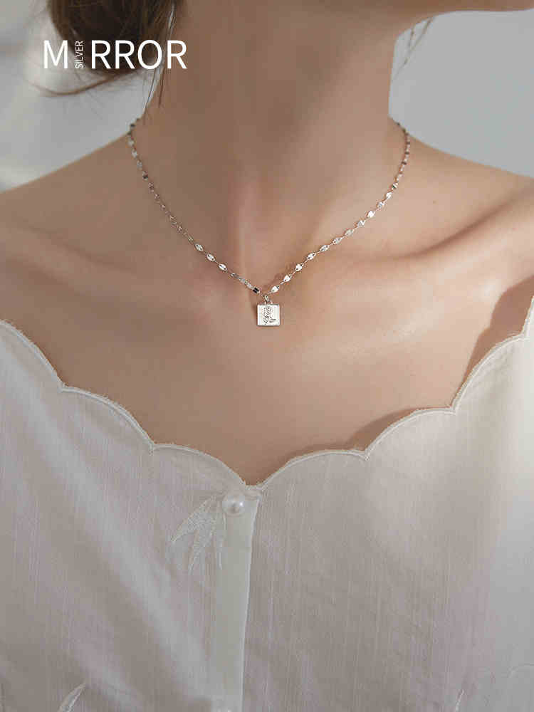 Moose man Sterling Silver Necklace, female clavicle chain, rose retro pendant, INS jewelry, high-level sense net, red tide gift