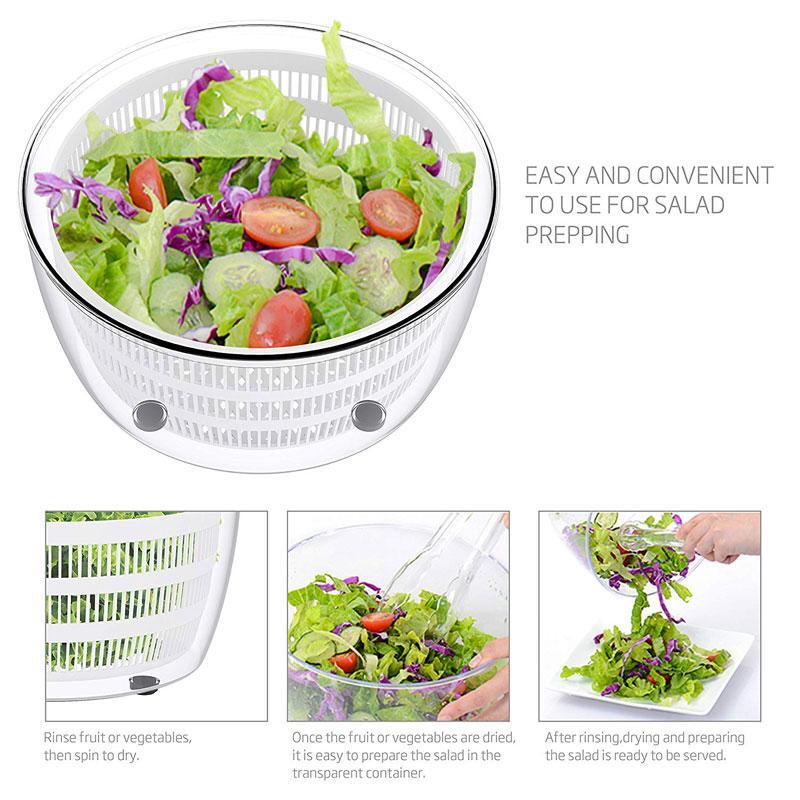 BREEZYLIVE 5 Quarts Manual Salad Spinner Vegetable Fruit Dryer with Quick Dry Design