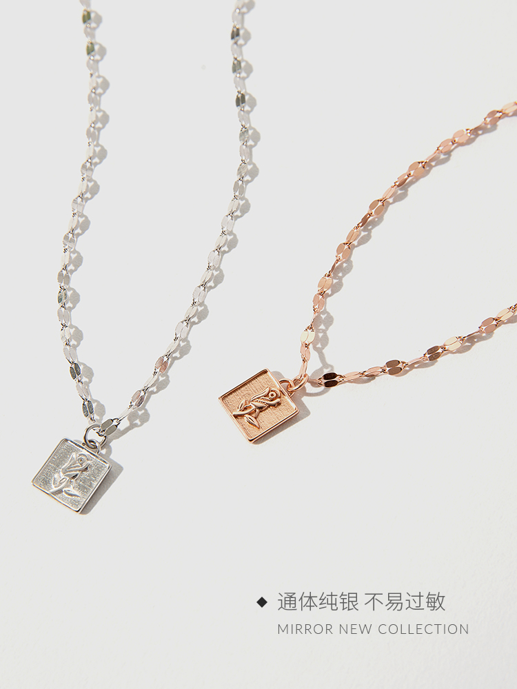 Moose man Sterling Silver Necklace, female clavicle chain, rose retro pendant, INS jewelry, high-level sense net, red tide gift