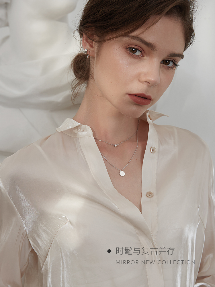 Moose Necklace ins minority transfer beads pendant high quality sterling silver clavicle chain female indifference ins Korean temperament trend