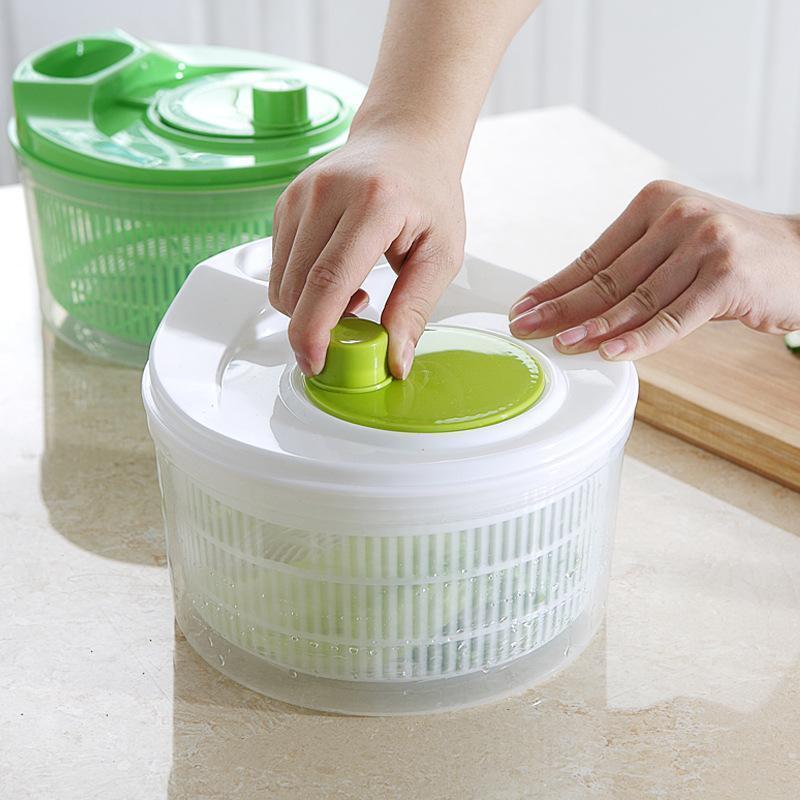 BREEZYLIVE 5 Quarts Manual Salad Spinner Vegetable Fruit Dryer with Quick Dry Design