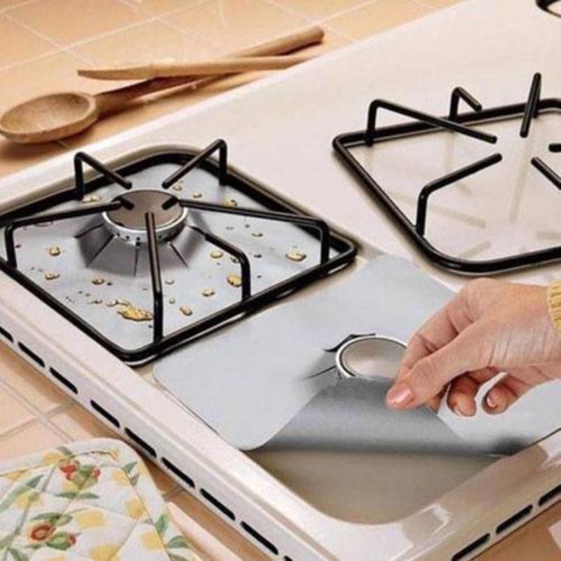 BREEZYLIVE 4 Pcs Non-Stick Heat-Resistant Reusable Washable Stovetop Burner Cover