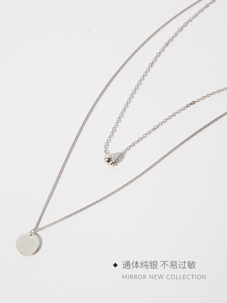 Moose Necklace ins minority transfer beads pendant high quality sterling silver clavicle chain female indifference ins Korean temperament trend
