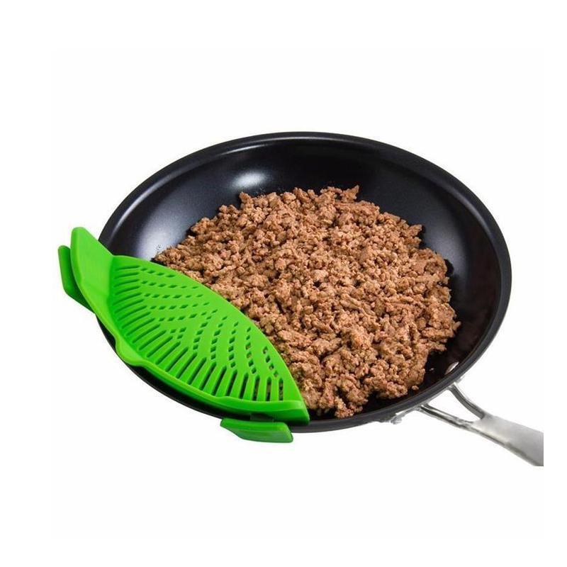 Hands-free Clip On Kitchen Food Strainer for Pot Bowl Pan