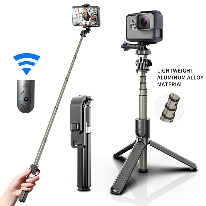 L03 Bluetooth Wireless Aluminum Alloy Selfie Stick Tripod Foldable Monopods Universal For Smartphones Gopro &Sports Action Cameras