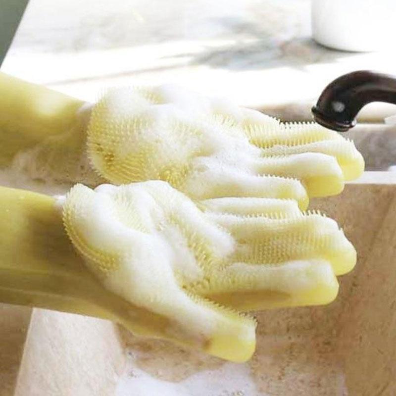 3 in 1 Magic Silicone Dishwashing Gloves for Cleaning