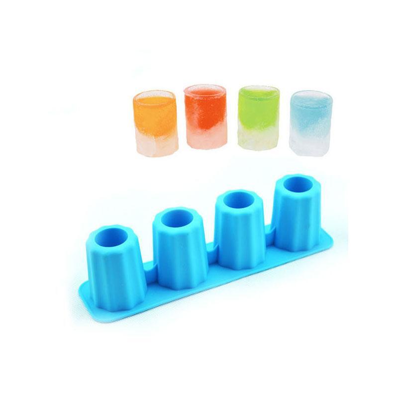 BREEZYLIVE 4 Grids Silicone Ice Cube Tray Mold Mini Ice Glasses