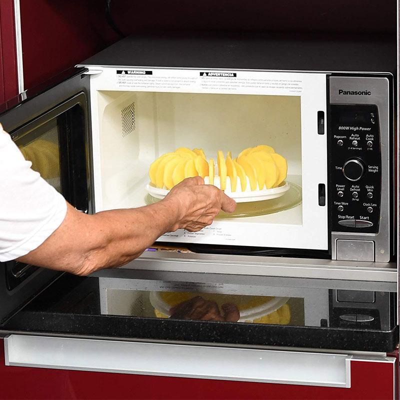 BREEZYLIVE 3-in-1 36 Slots Fat Free Microwave Potato Chips Maker Plate and Slicer