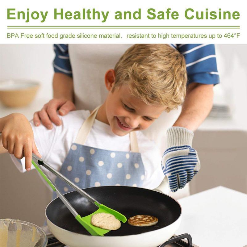 BREEZYLIVE 2 in 1 Non-stick Kitchen Spatula Tong for Cooking BBQ