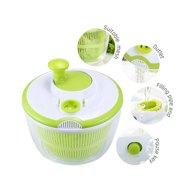 BREEZYLIVE 5 Quarts Manual Salad Spinner Vegetable Fruit Dryer with Quick Dry Design