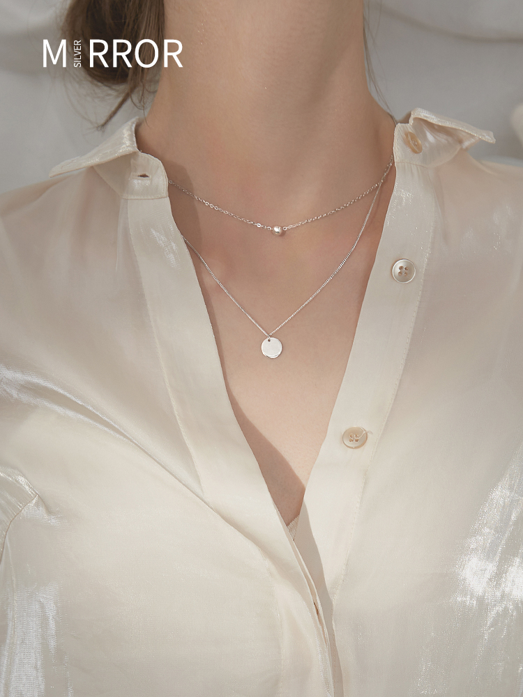 Moose Necklace ins minority transfer beads pendant high quality sterling silver clavicle chain female indifference ins Korean temperament trend