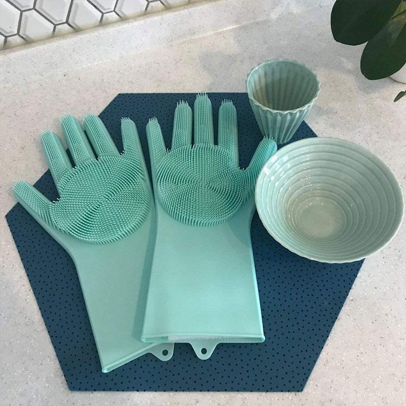 3 in 1 Magic Silicone Dishwashing Gloves for Cleaning