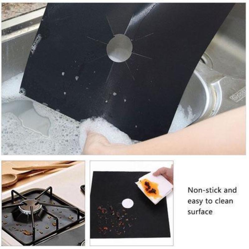 BREEZYLIVE 4 Pcs Non-Stick Heat-Resistant Reusable Washable Stovetop Burner Cover