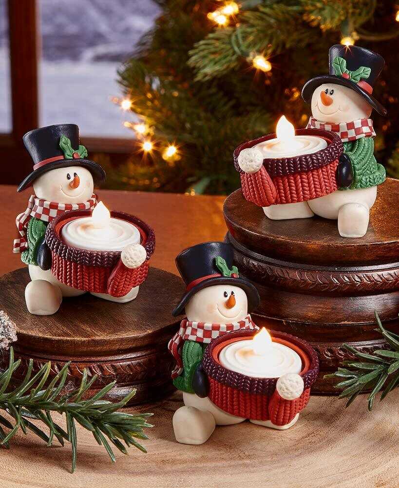 Set of 3 Snowmen Tea Light Candleholders