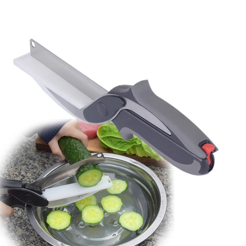BREEZYLIVE 2-in-1 Stainless Steel Kitchen Chopper with Built-in Cutting Board