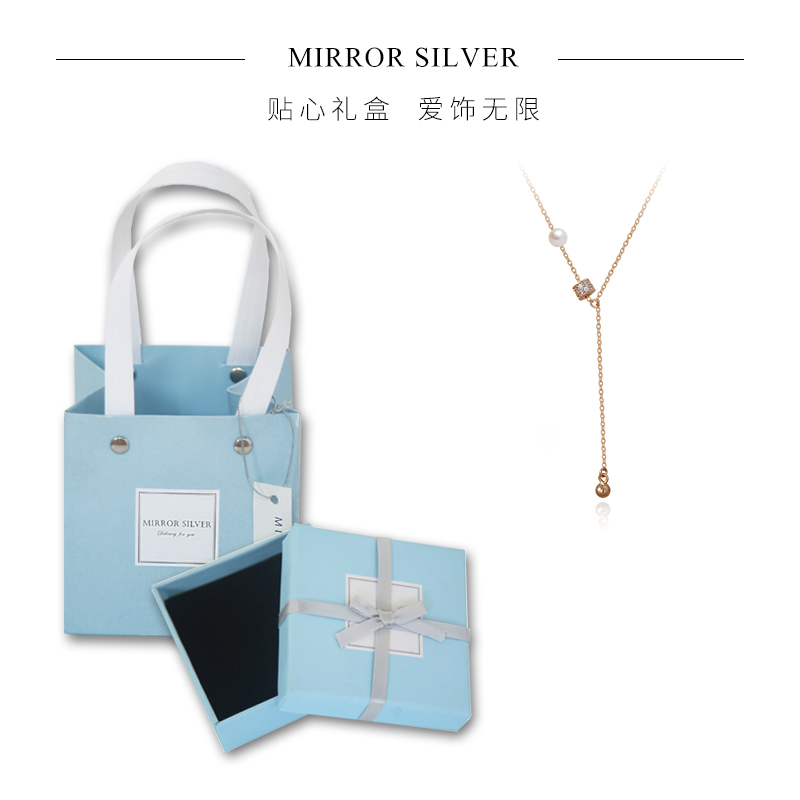 Moose man Sterling Silver Necklace Female Minority fringed small waist pearl clavicle chain plated with 14K champagne gold cool jewelry