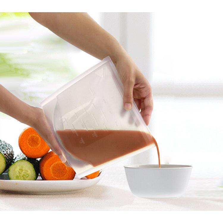 BREEZYLIVE Eco-Friendly Reusable Leakproof Silicone Food Storage Bag with Airtight Zip