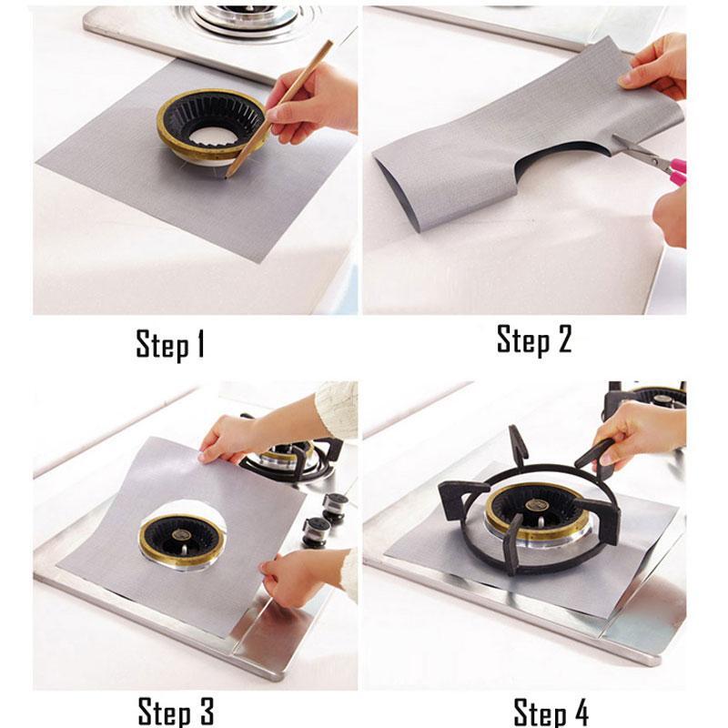 BREEZYLIVE 4 Pcs Non-Stick Heat-Resistant Reusable Washable Stovetop Burner Cover