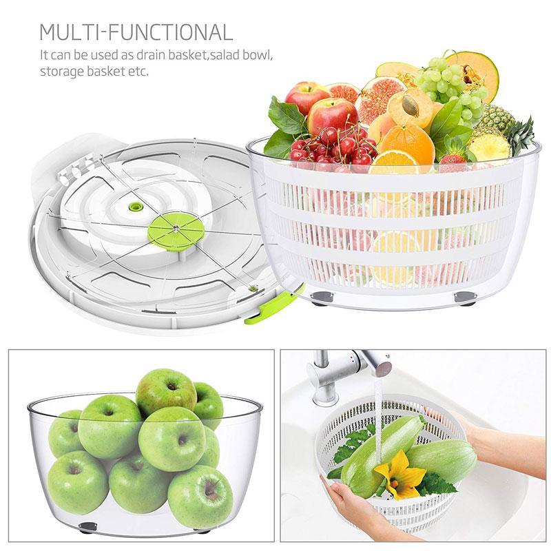 BREEZYLIVE 5 Quarts Manual Salad Spinner Vegetable Fruit Dryer with Quick Dry Design