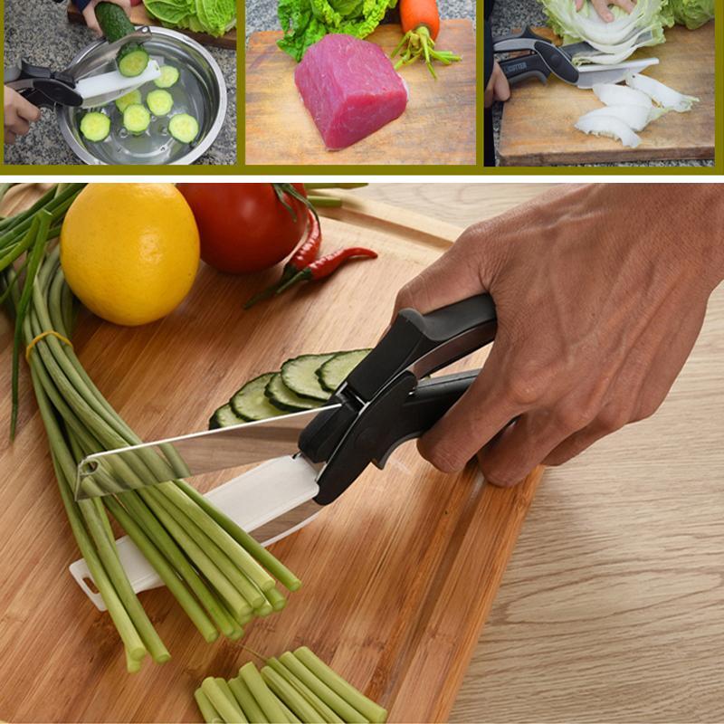 BREEZYLIVE 2-in-1 Stainless Steel Kitchen Chopper with Built-in Cutting Board
