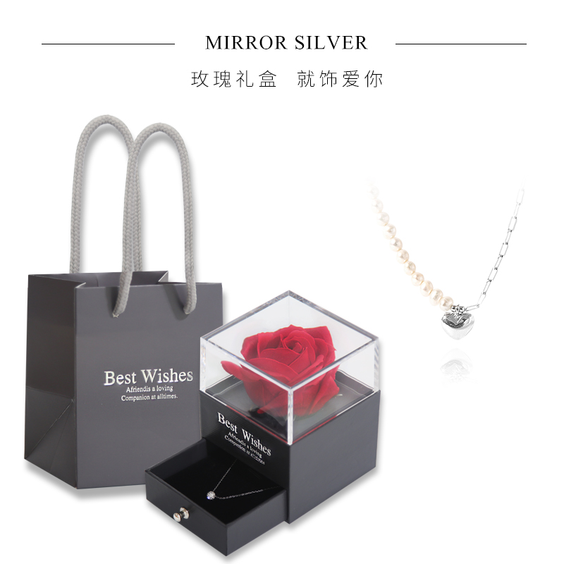 Little elk man Baroque shaped Pearl Sterling Silver Necklace female clavicle chain Love Pendant neck Chain Collar Choker